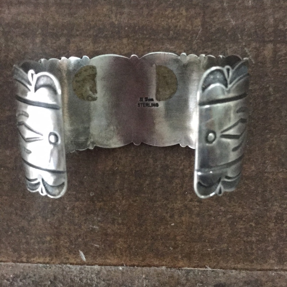 vintage sterling designer El Tom purple stone native american cuff bracelet - Picture 8 of 12